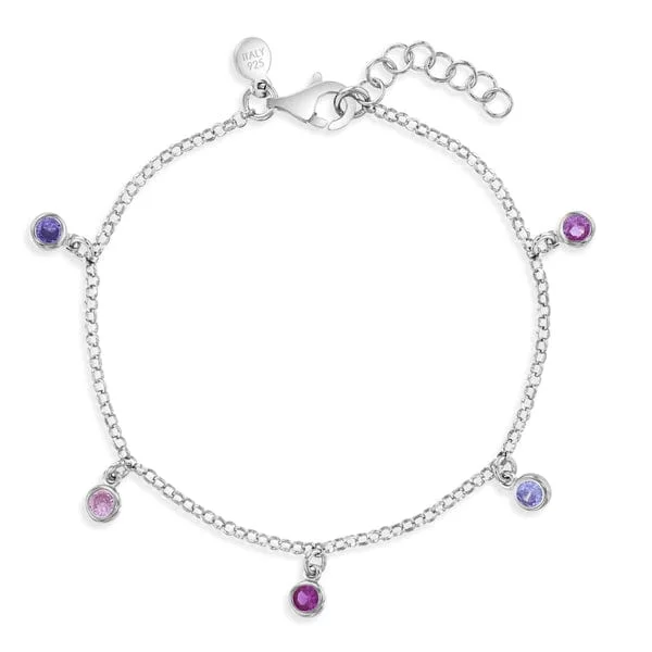 Ladies bracelets standout pieces-Multicolor CZ Charm Bracelet for Children