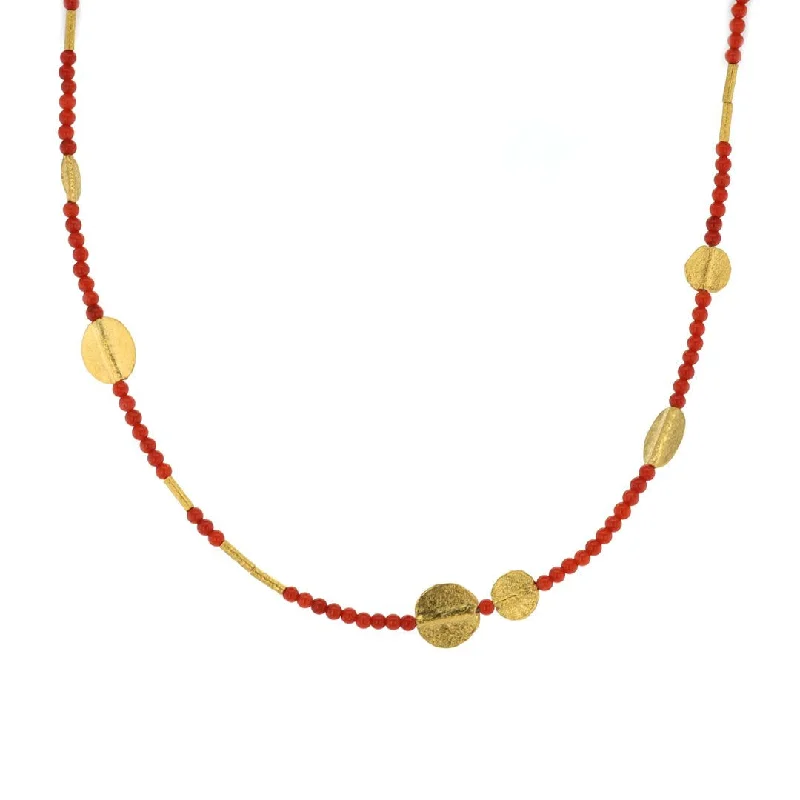 Ladies rings personalized-Coral & 24K Bead Necklace