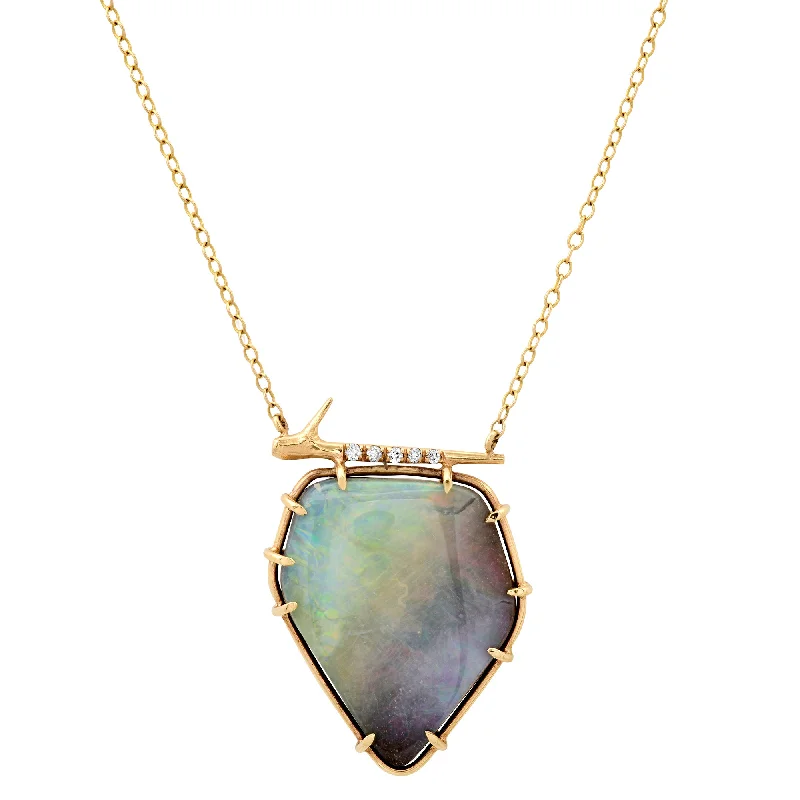 Ladies rings European styles-Rainbow Opal Thorn Necklace