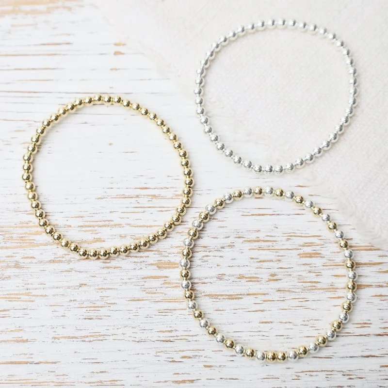 Ladies bracelets gold-plated-4mm Classic Ball Bracelet in Silver, Gold, or Two Tone