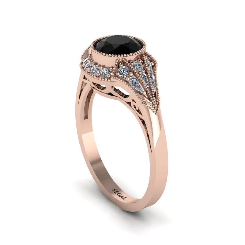 Ladies engagement rings rose gold-Diamond Vintage-Inspired Besel Engagement Ring - Makenzie No. 8