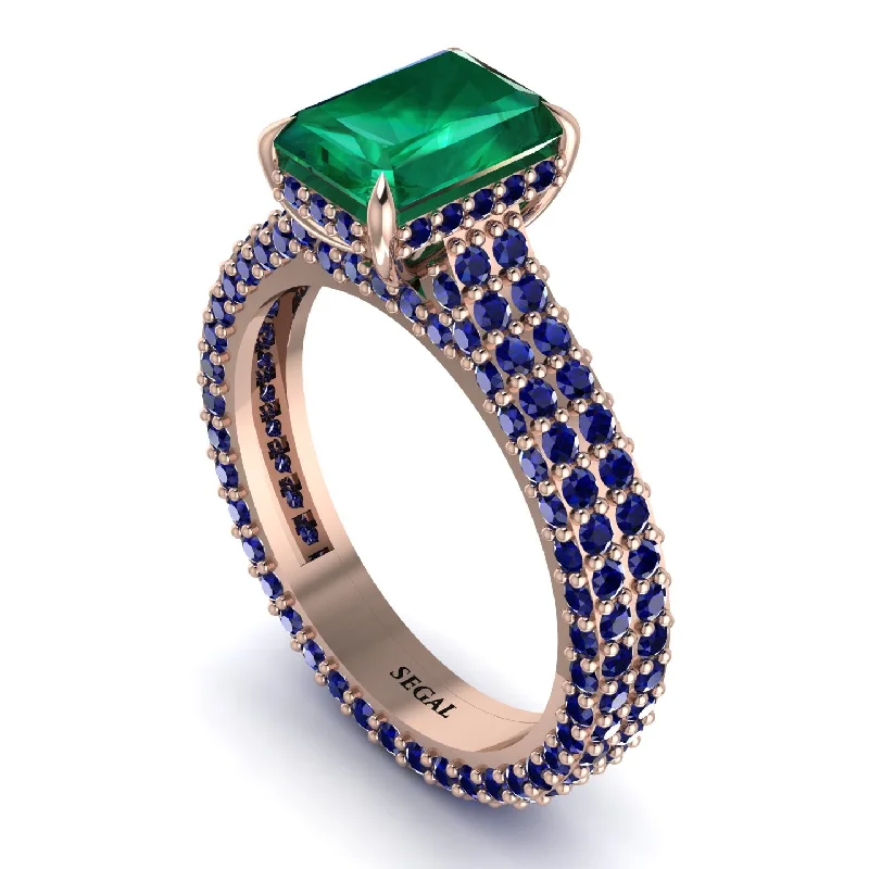 Ladies engagement rings discount offers-Radiant Cut Emerald Pave Engagement Ring - Kenzie No. 65