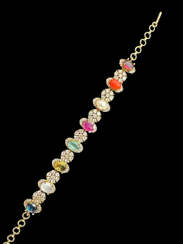 Ladies bracelets social media picks-Multicolor gold plated bracelet - Navratan ( READY TO SHIP )