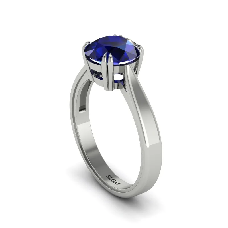 Ladies engagement rings latest designs-Sapphire 14K Gold Solitaire Engagement Ring - Allie No. 15