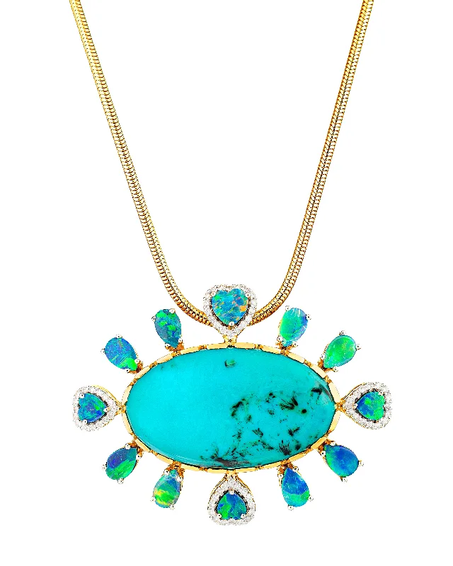 Ladies rings engagement options-Gem Silica Opal Pendant Necklace