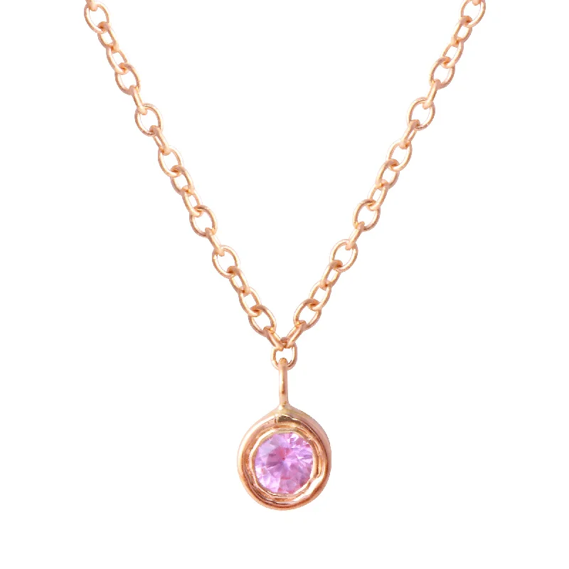 Ladies rings Mother’s Day-Pink Sapphire Bezel Necklace