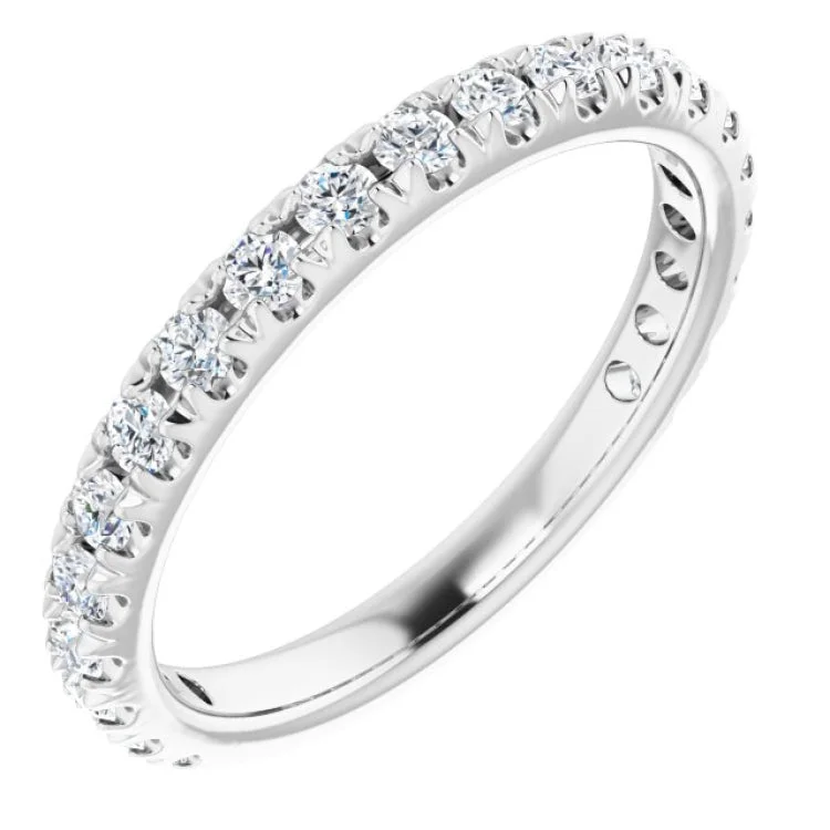 Ladies rings size options-Platinum 5/8 CTW Natural Diamond French-Set Anniversary Band