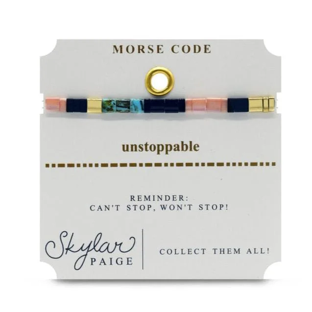 Ladies bracelets mature styles-Unstoppable - Morse Code Tila Beaded Bracelet