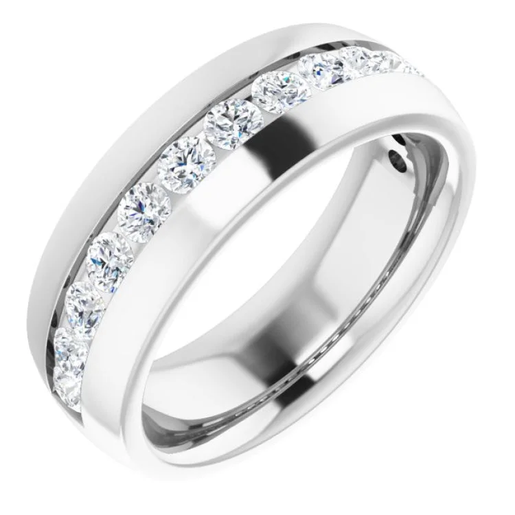 Ladies rings heart shapes-10K White 1 3/8 CTW Natural Diamond Band