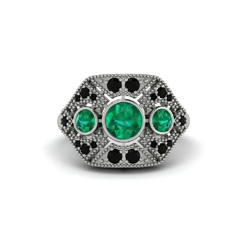 Ladies engagement rings anniversary upgrades-Emerald Art Deco Geometric Engagement Ring - Haven No. 36