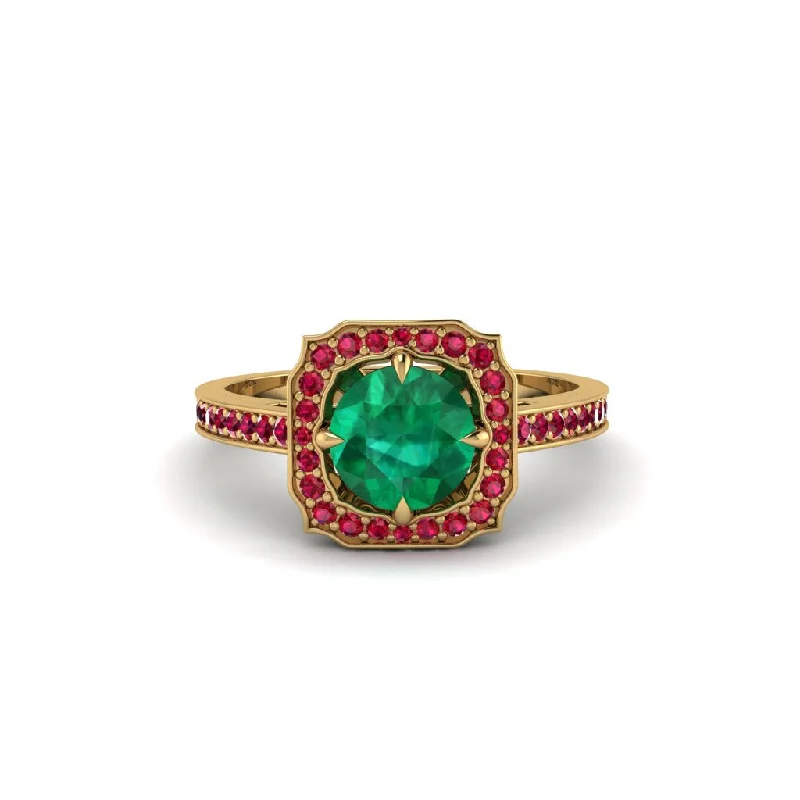 Ladies engagement rings premium picks-Emerald Cathedral Halo Engagement Ring - Luciana No. 49