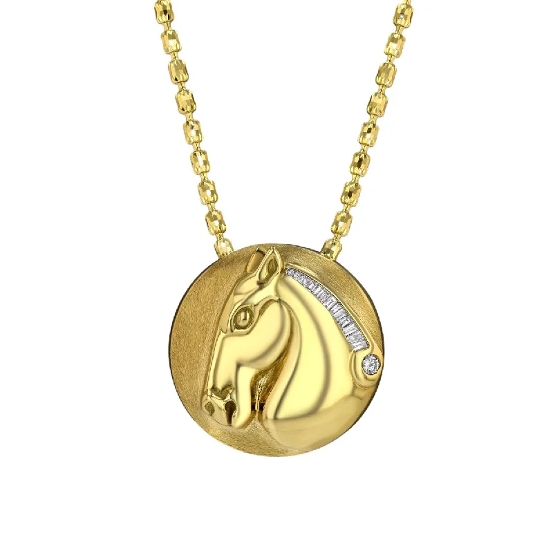 Ladies rings thumb styles-Roman Horse Medallion Necklace with Diamonds