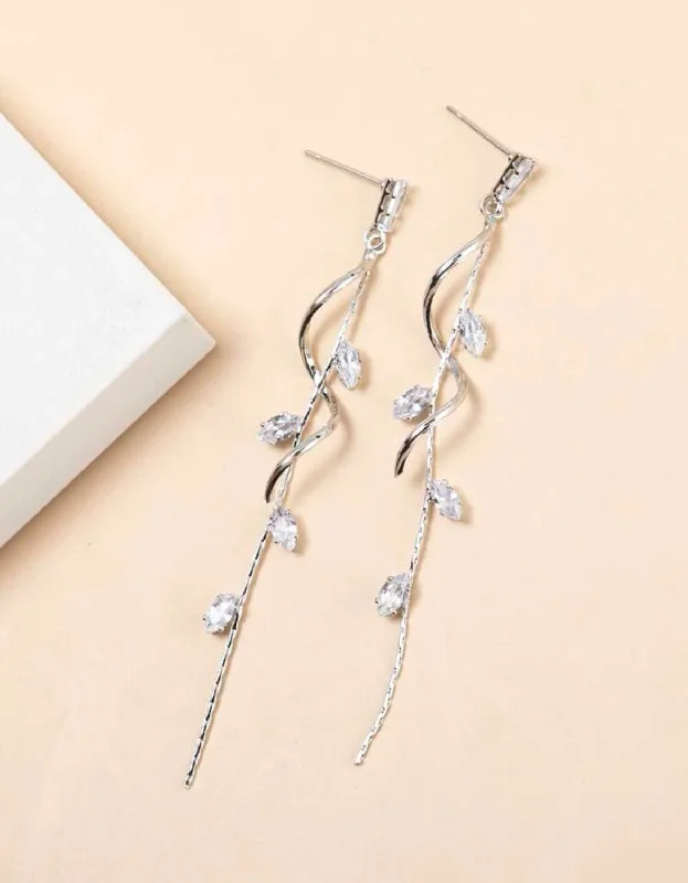 Ladies earrings fashion picks-Beautiful Silver Leaf Drop Earrings