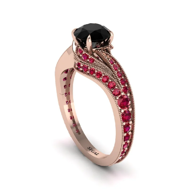 Ladies engagement rings titanium options-Ruby 14K Gold Pave Engagement Ring - Magnolia No. 53