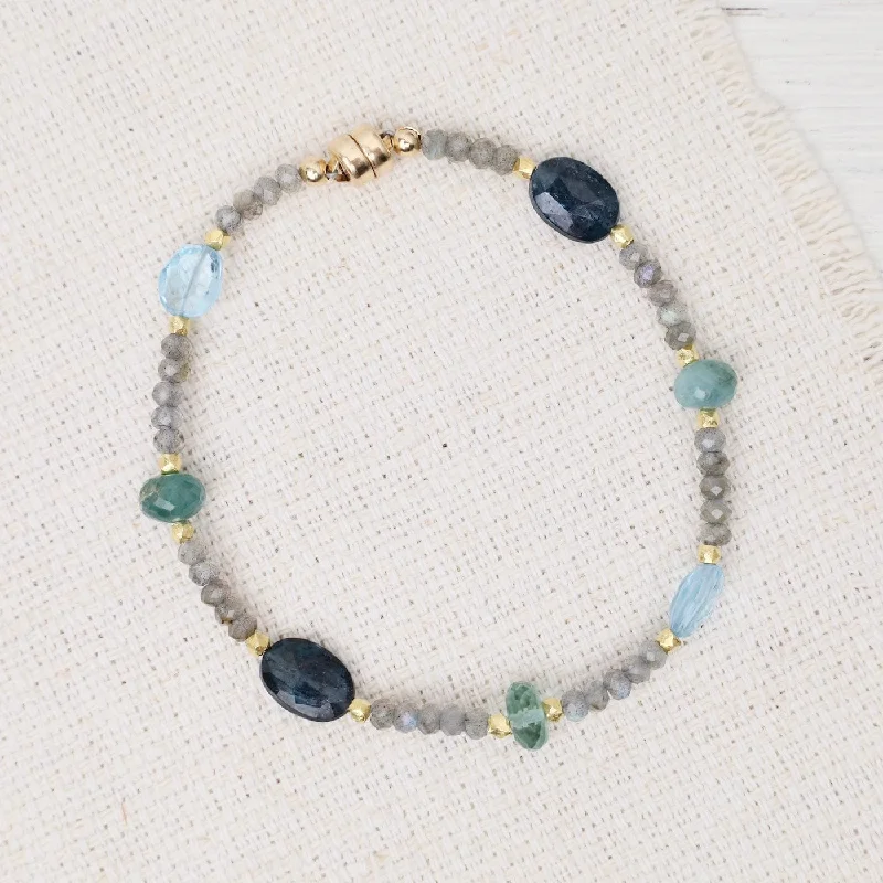 Ladies bracelets handmade crafts-Single Strand Labradorite Indigo kyanite Magnetic Bracelet