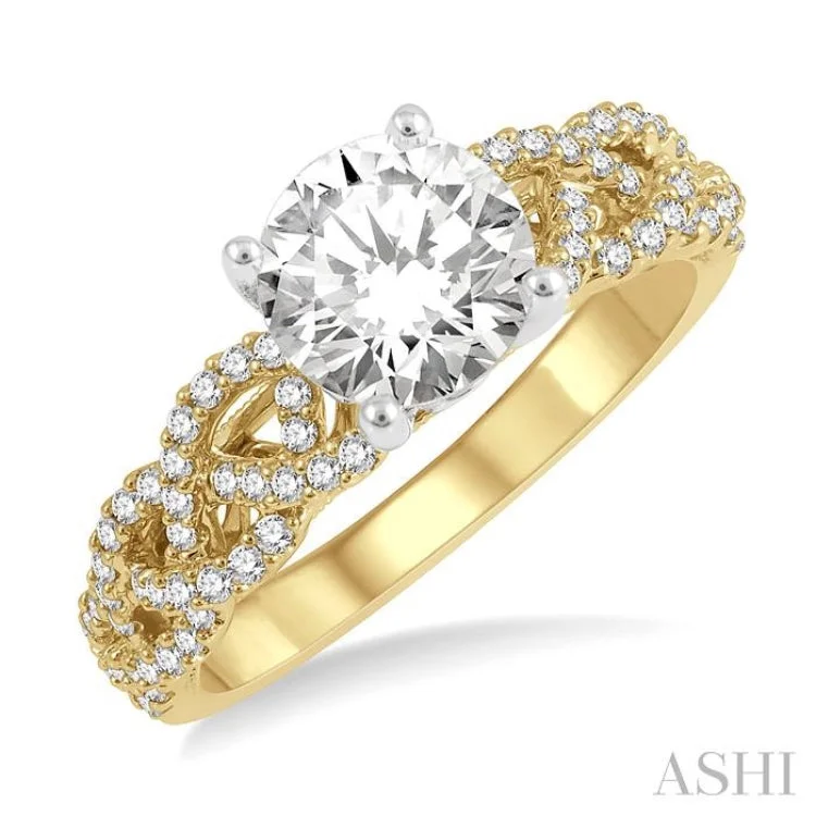 Ladies engagement rings eternity bands-1/3 ctw Lattice Round Cut Diamond Semi-Mount Engagement Ring in 14K Yellow and White Gold