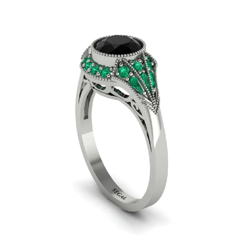 Ladies engagement rings personalized-Emerald Vintage-Inspired Besel Engagement Ring - Makenzie No. 24