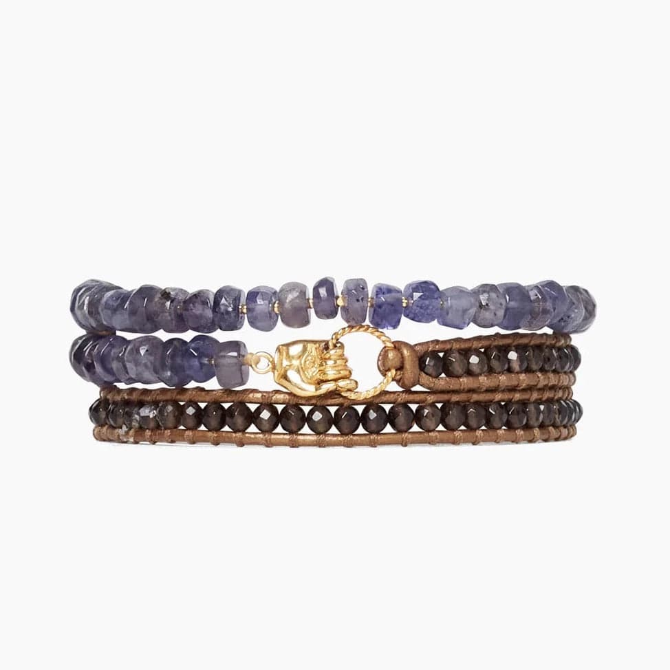 Ladies bracelets office elegance-Iolite Mix Mano Triple Wrap Bracelet