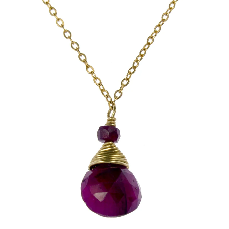 Ladies rings trending styles-Ruby One Drop Necklace