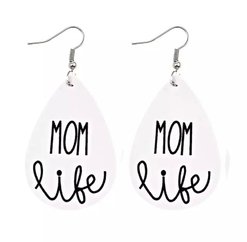 Ladies earrings customer reviews-Mom Life Leather Drop Earrings