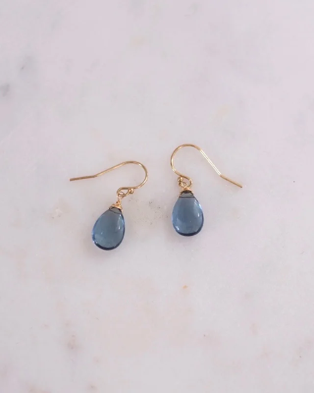 Ladies earrings collectible items-Siberian Blue Quartz Simple Earrings