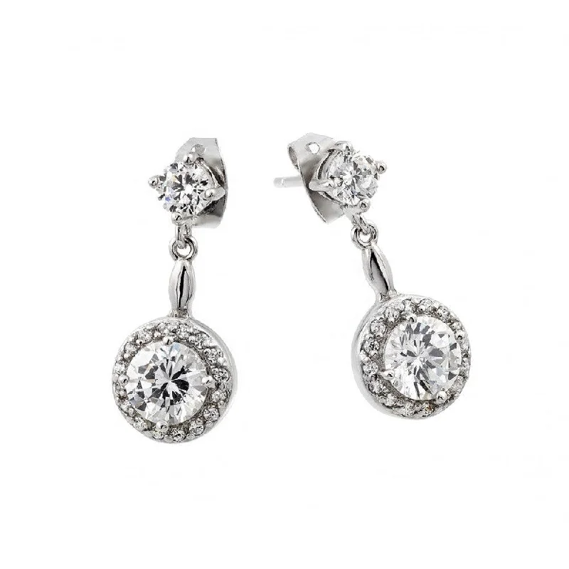 Ladies earrings affordable picks-Silver 925 Rhodium Plated Cluster Circle Dangling Earrings - BGE00429