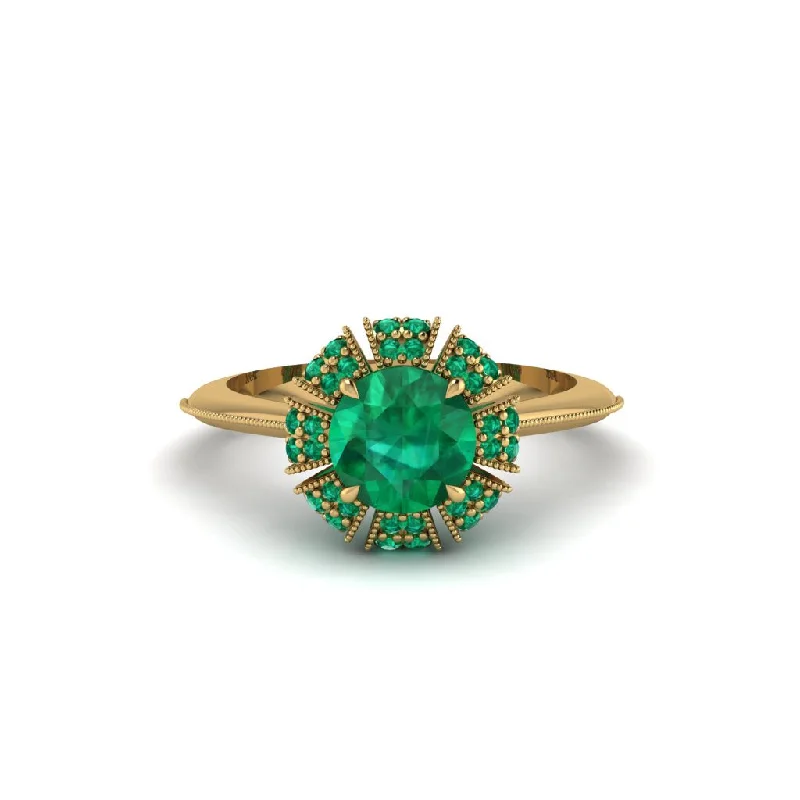 Ladies engagement rings gothic appeal-Emerald Crown Halo Engagement Ring - Annie No. 19