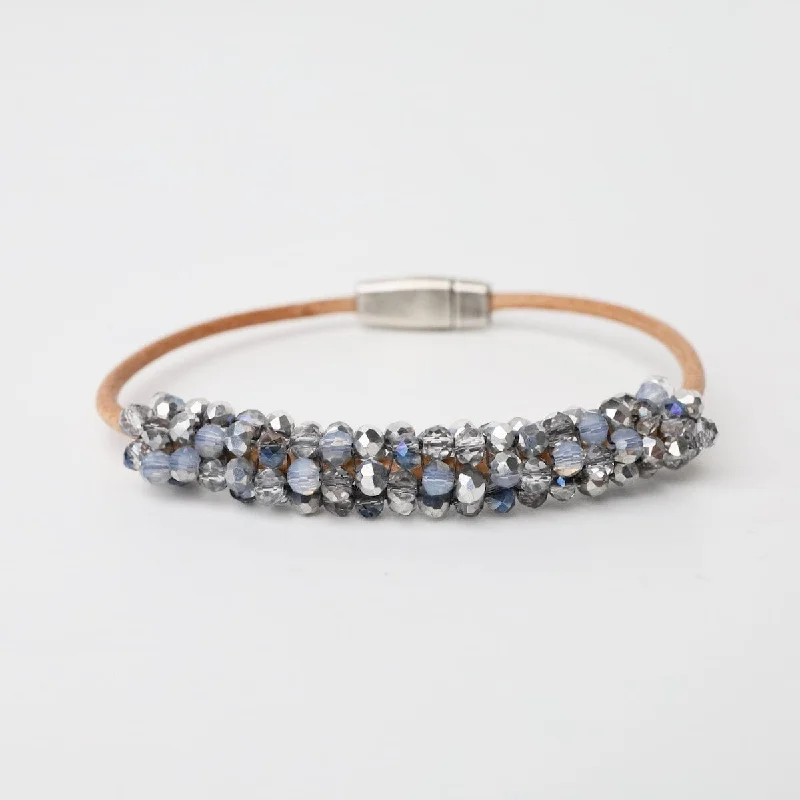 Ladies bracelets Christmas styles-Blue & Silver Crystals Bracelet