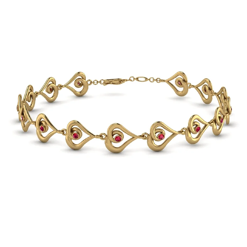 Ladies bracelets heart motifs-Heart Ruby Bracelet - Martha No. 10