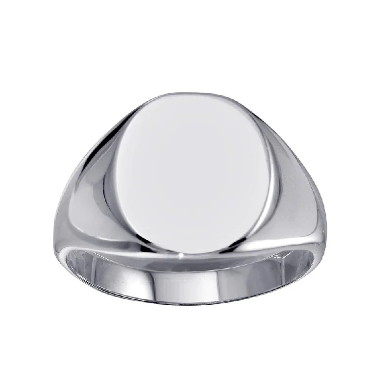 Ladies rings handmade designs-High Polished 925 Sterling Silver Oval Engravable Ring - SOR00034