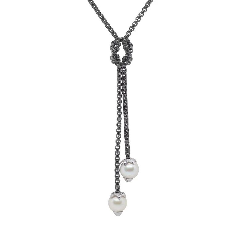 Ladies rings ethnic flair-Pearl Lariat Necklace