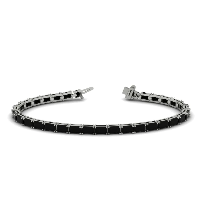 Ladies bracelets European charm-Emerald Cut Black Diamond Tennis Bracelet - Rachel No. 9