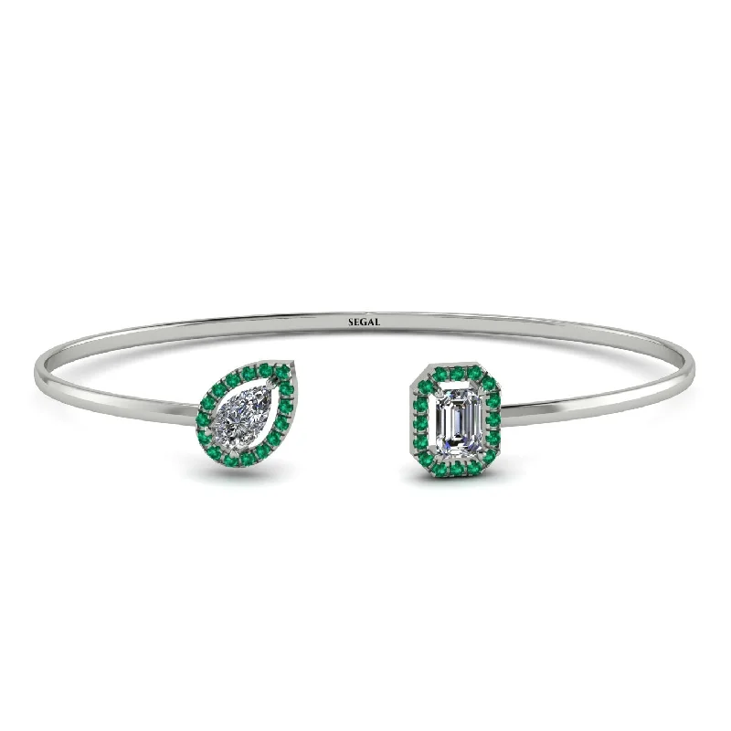 Ladies bracelets limited editions-Geometric Pearl And Emerald Diamond Bracelet - Catherine No. 18