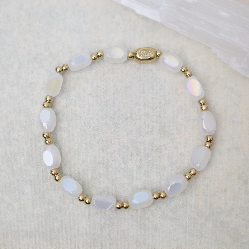 Ladies bracelets gold styles-All In Pop Of Color Bracelet in White Cap & Gold