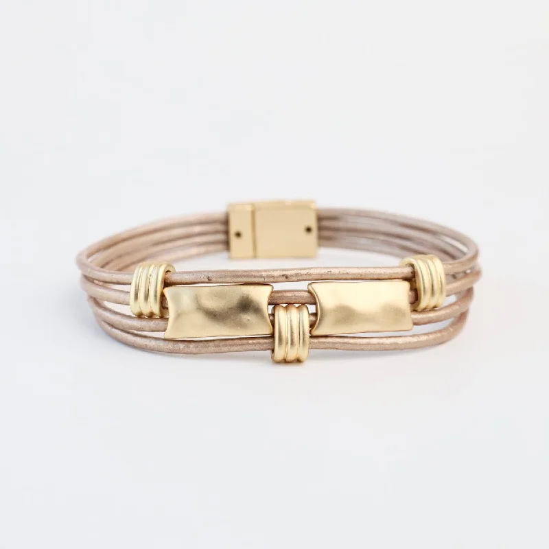 Ladies bracelets birthday surprises-Matte Gold Champagne Rectangle Bracelet