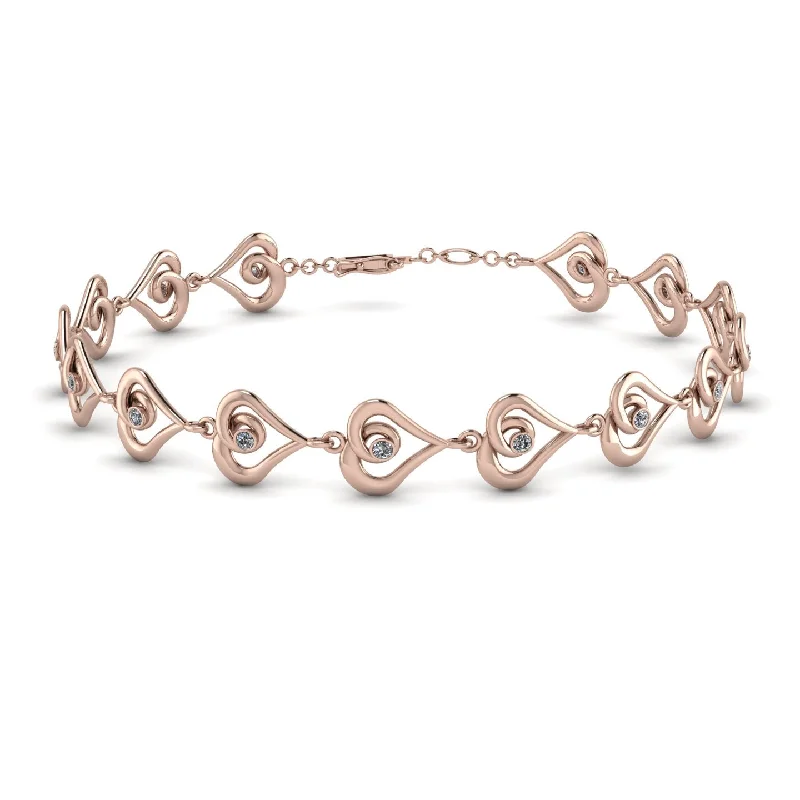 Ladies bracelets pearl accents-Heart Diamond Bracelet - Martha No. 2