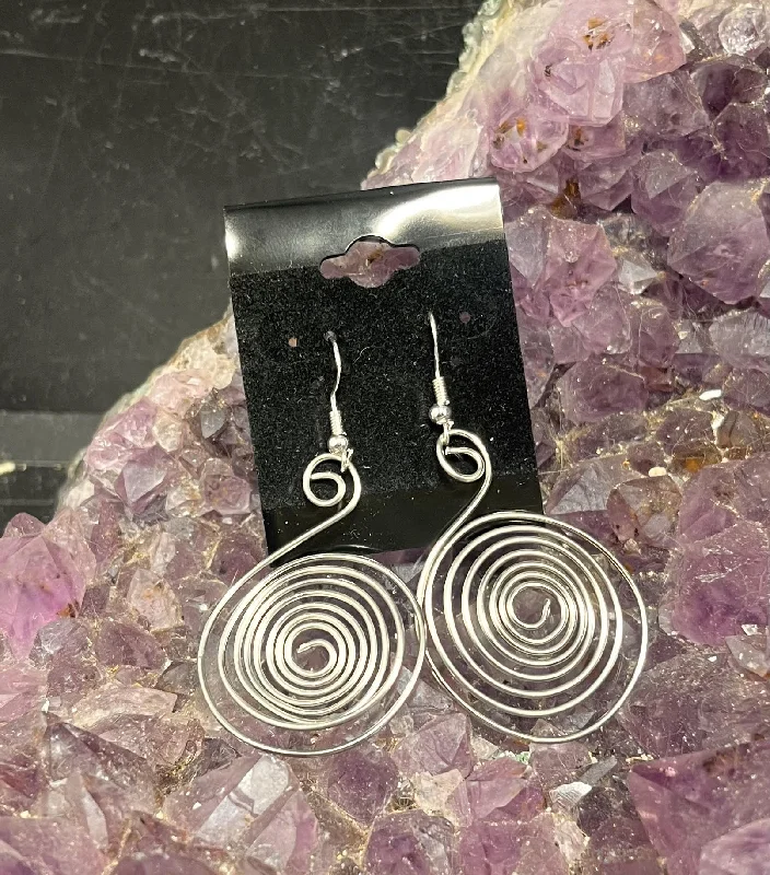 Ladies earrings cute designs-Stainless Steel Spiral Handmade Earrings