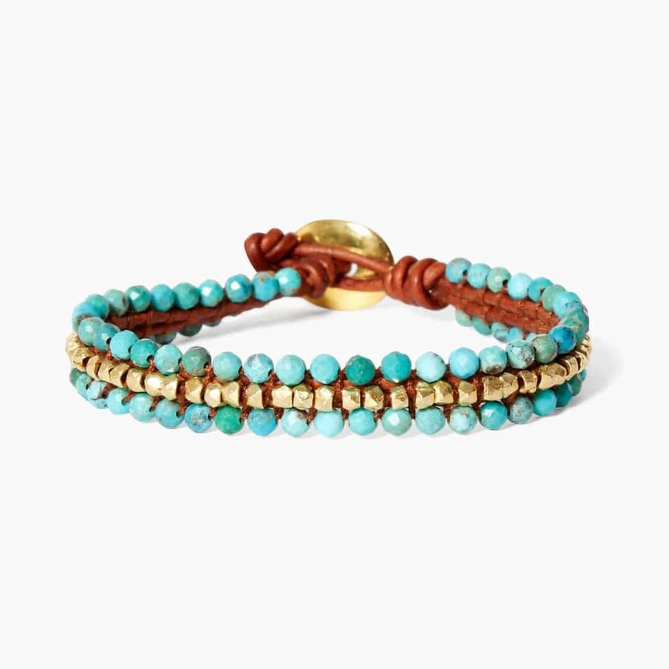 Ladies bracelets sapphire stones-Koa Wrap Bracelet Turquoise Mix