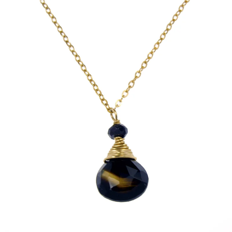 Ladies rings Mother’s Day-Black Onyx One Drop Necklace