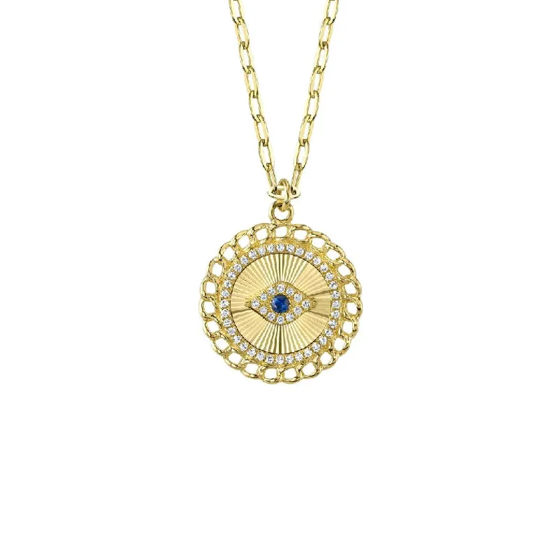 Ladies rings Mother’s Day-Blue Sapphire & Diamond Pendant Necklace