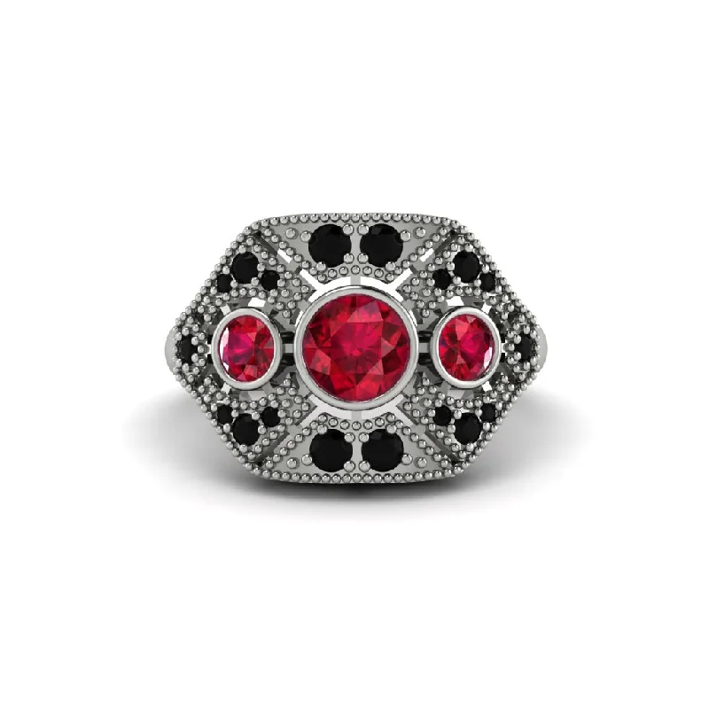 Ladies engagement rings lightweight picks-Ruby Art Deco Geometric Engagement Ring - Haven No. 42