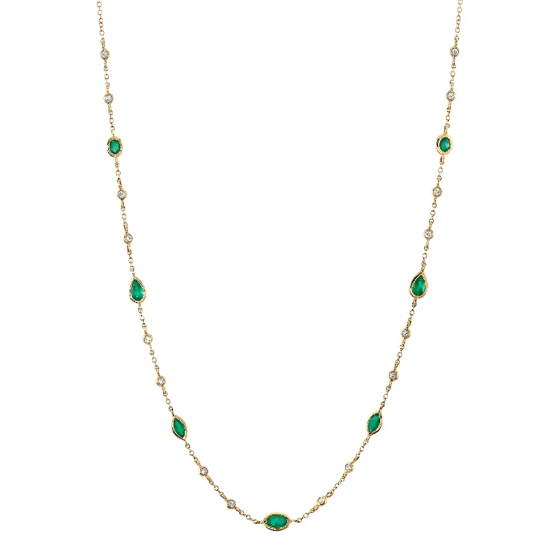 Ladies rings e-commerce finds-Emerald Diamond Strand Necklace