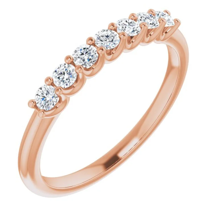 Ladies rings pinky designs-14K Rose 1/3 CTW Natural Diamond Anniversary Band