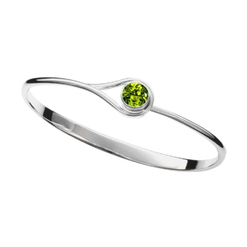 Ladies bracelets natural gems-Sterling Silver Faceted Peridot Desire Bracelet