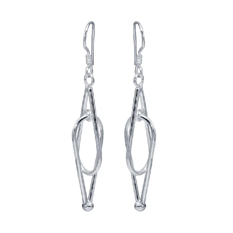 Ladies earrings collectible items-Silver 925 Rhodium Plated Two Teardrop Dangling Hook Earrings - DSE00010