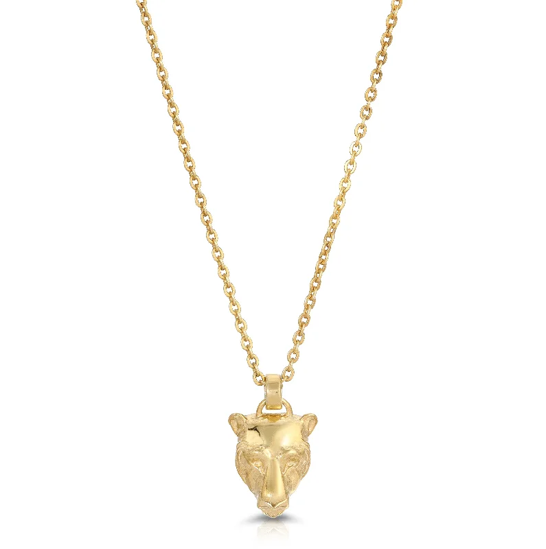 Ladies rings European styles-Gold Lioness Charm Necklace