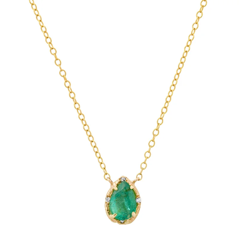 Ladies rings mature styles-Small Emerald Pear Necklace