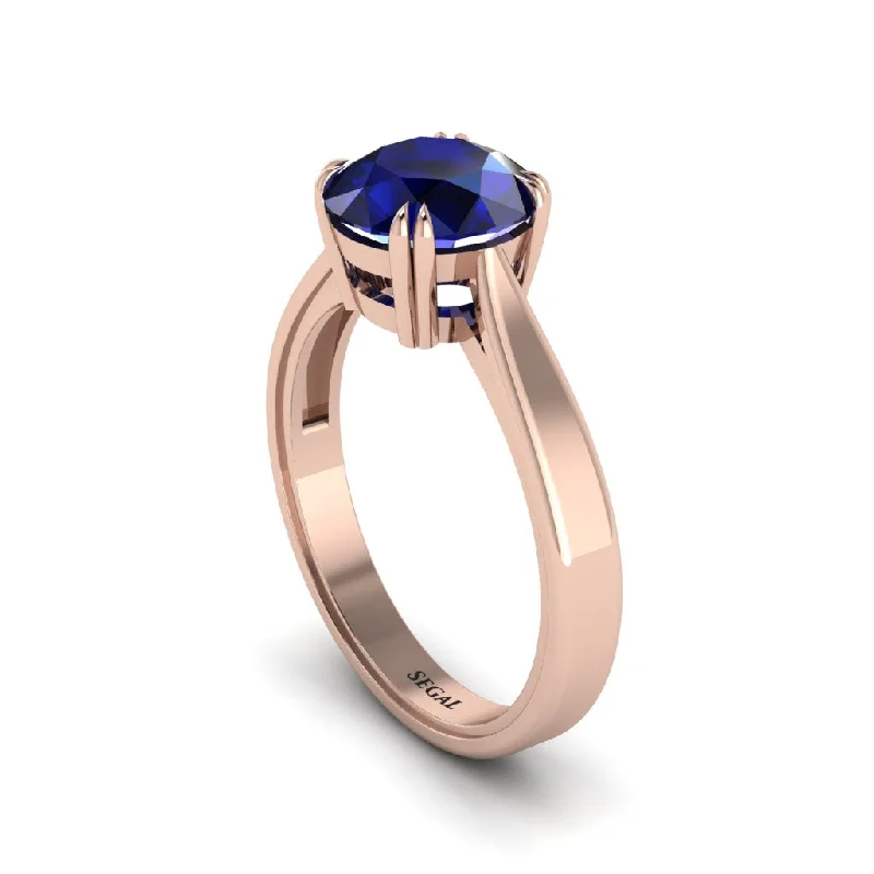 Ladies engagement rings gold styles-Sapphire 14K Gold Solitaire Engagement Ring - Allie No. 14