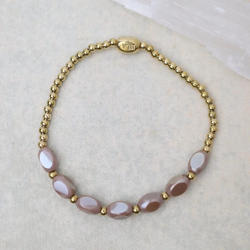 Ladies bracelets Mother’s Day-Meet Me Half Way Pop Of Color Bracelet in Sandy Taupe & Gold