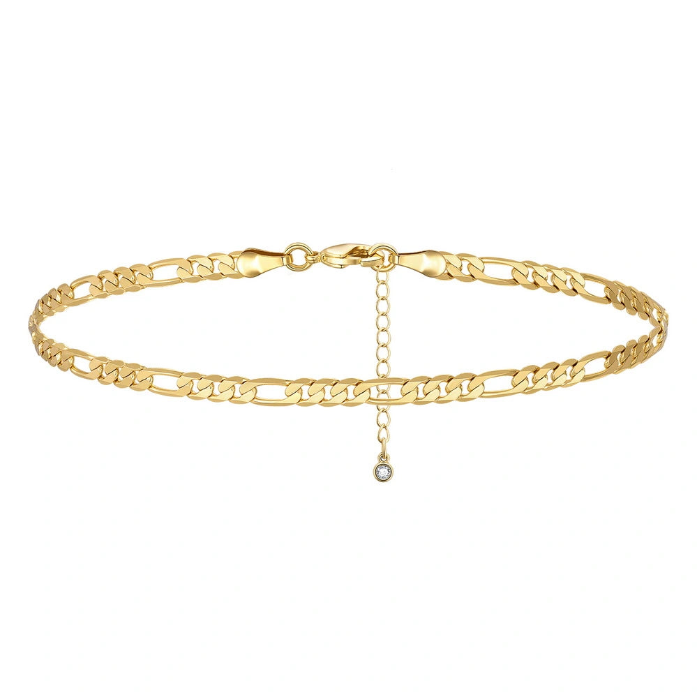 Ladies bracelets customer reviews-Dainty 14k Gold Adjustable Ankle Bracelets- Figaro